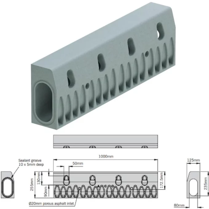 ACO-canal-drenaje-KERBDRAIN-HB255-D400-CNL KERBDRAIN HB255 RECTO