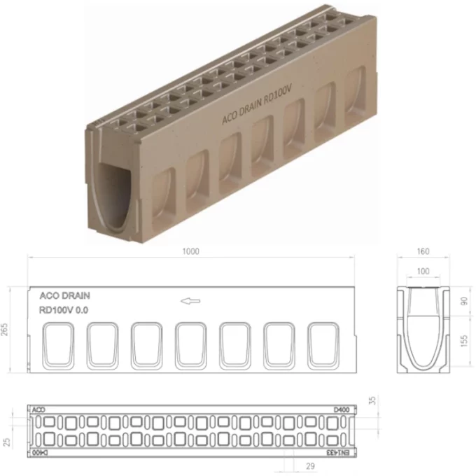 ACO-canal-drenaje-MONOBLOCK-RD-100V-F900-CNL MONOBLOCK RD100V 0.0 1000MM