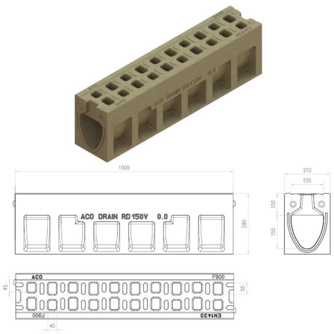 ACO-canal-drenaje-MONOBLOCK-RD-100V-F900-CNL MONOBLOCK RD150V 0.0 1000MM